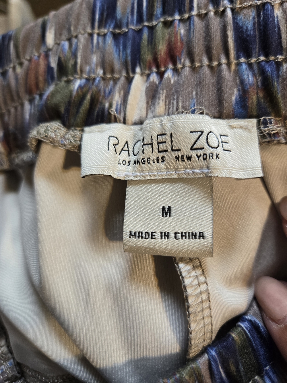 Rachel Zoe Gray Abstract Printed Jogger Pants with Blue & Olive Accents Sz M - Picture 3 of 6